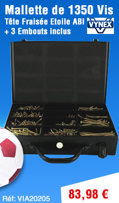 Mallette de 1350 Vis ROCKET VYNEX Tête Fraisée Etoile ABI + 3 Embouts inclus - 3514000931013
