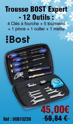 Trousse BOST Expert - 12 Outils : 4 Clés à fourche + 5 tournevis + 1 pince + 1 cutter + 1 mètre - 889310