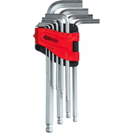 KS Tools 151.2150 Jeu De 10 Clés Mâles 6 Pans Sphériques Extra Longues 3 à 17mm