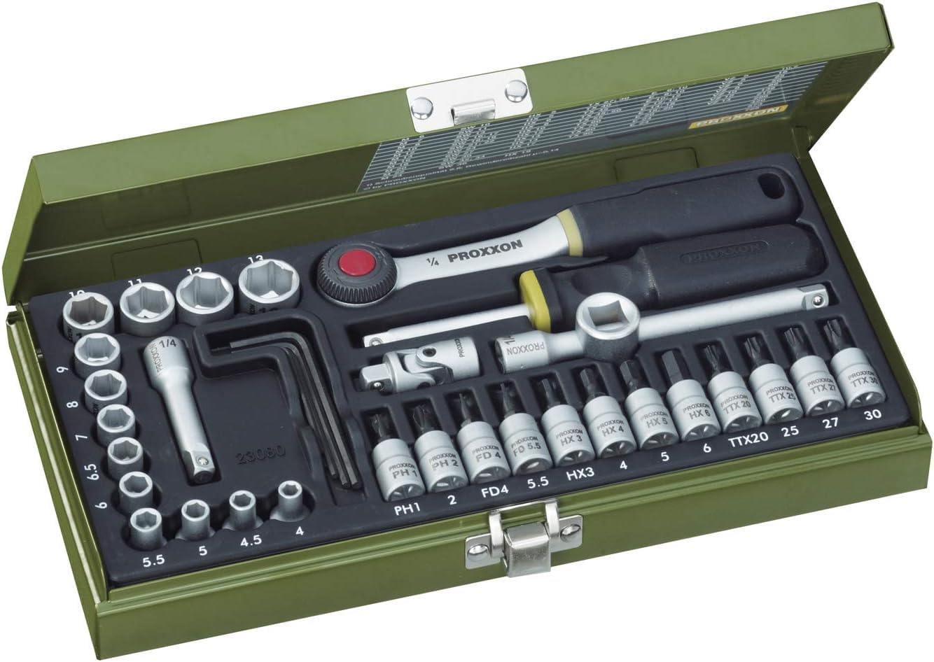Coffret PROXXON 24 Pièces Clé à Cliquet + Douilles 3/8 - Acier CRV - Neuf Sous Emballage