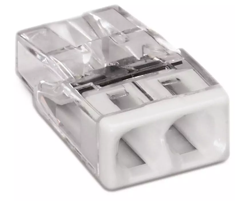 Borne WAGO pour tous types de conducteur - fil rigide - 2 x 0,5 à 2,5mm² - Transparent/blanc - 100 pièces - 2273-202