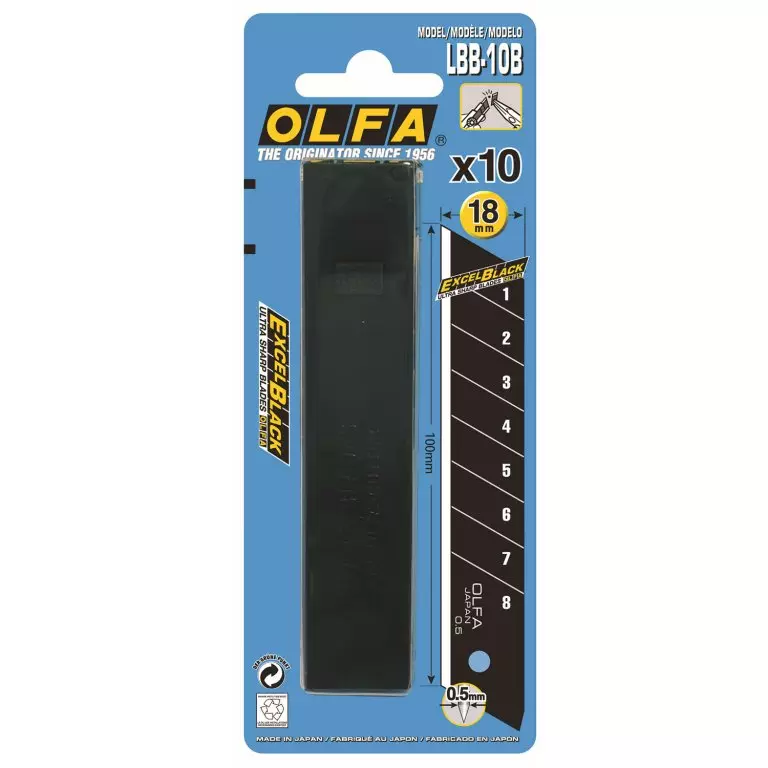 Etui de 10 lames de cutter sécables LBB-10B Excel Black 18 mm - CARPENTRAS SIGN - OL11659 Etui de 10 lames de cutter sécables LBB-10B Excel Black 18 mm - CARPENTRAS SIGN - OL11659