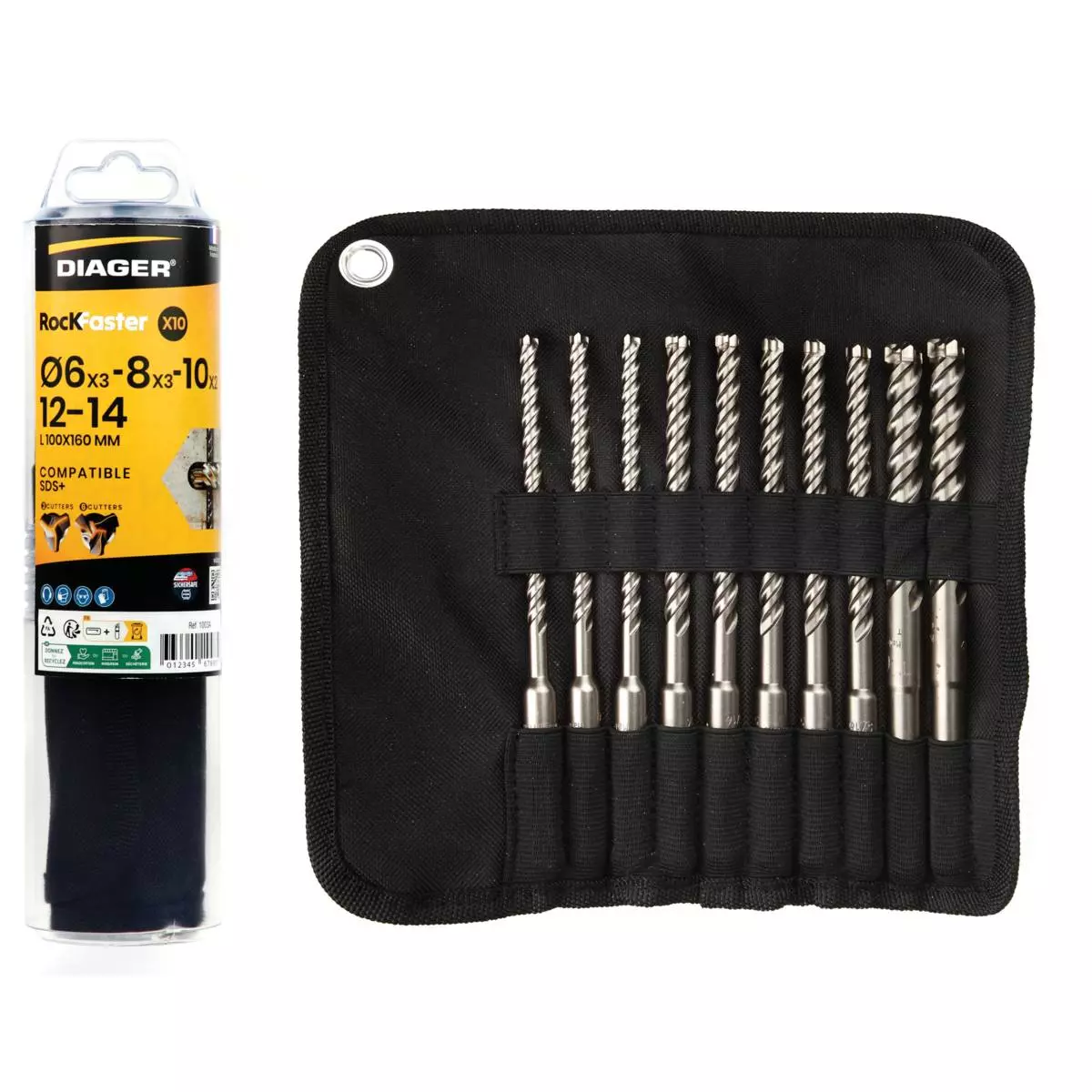 Trousse 10 forets béton SDS Plus Rockfaster - DIAGER - 1003A Trousse 10 forets béton SDS Plus Rockfaster - DIAGER - 1003A