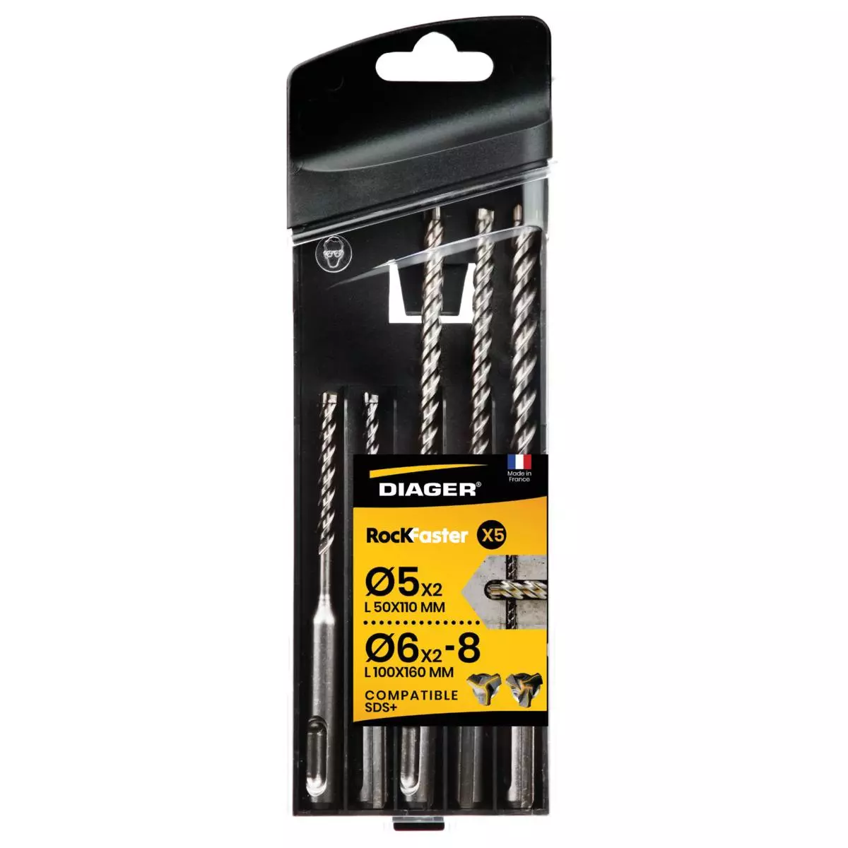Coffret 5 forets béton SDS Plus Rockfaster - DIAGER - 1005A Coffret 5 forets béton SDS Plus Rockfaster - DIAGER - 1005A