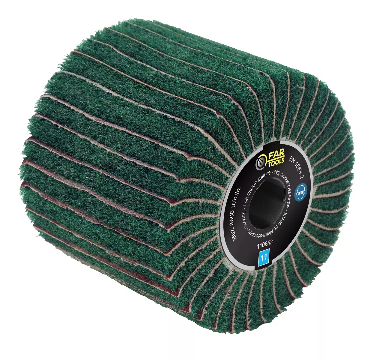 Brosse fibre synthétique G240 et lamelles G120 FAR TOOLS Ø 120 mm L 100 mm - 110863 Brosse fibre synthétique G240 et lamelles G120 FAR TOOLS Ø 120 mm L 100 mm - 110863