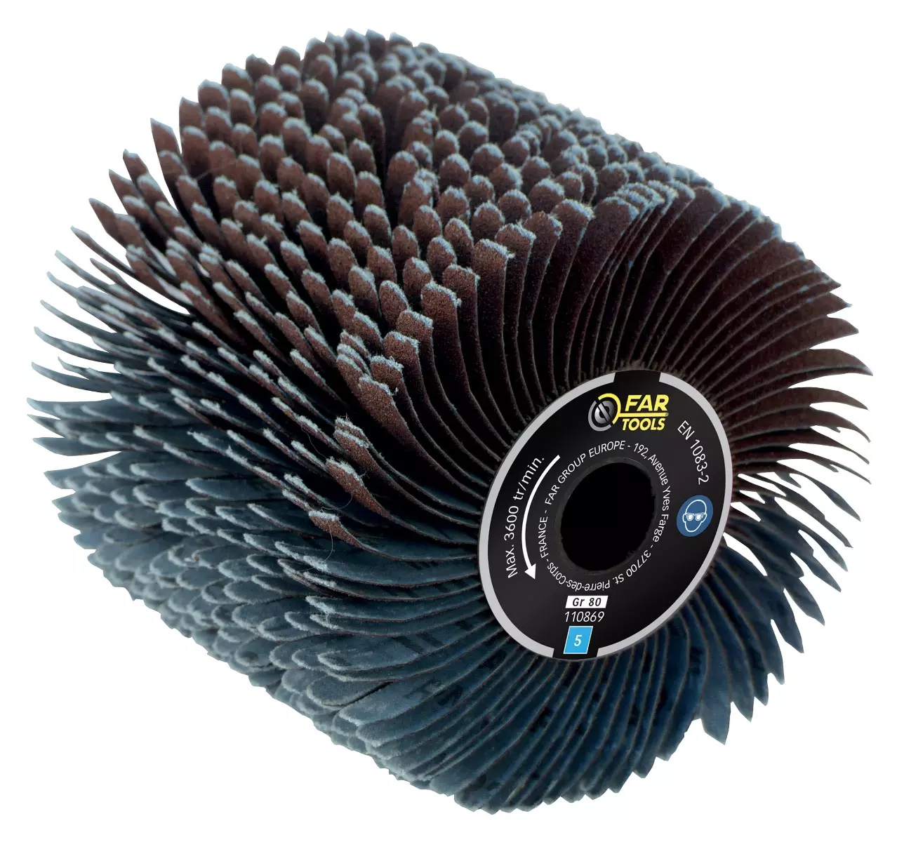 Brosse à lanières abrasives A80 FAR TOOLS Ø 120 mm L 100 mm - 110869 Brosse à lanières abrasives A80 FAR TOOLS Ø 120 mm L 100 mm - 110869
