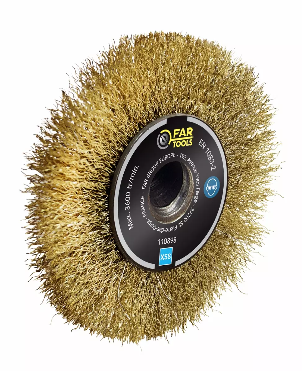 Brosse fil laitonnée FAR TOOLS Ø 120 mm L 20 mm - 110898 Brosse fil laitonnée FAR TOOLS Ø 120 mm L 20 mm - 110898