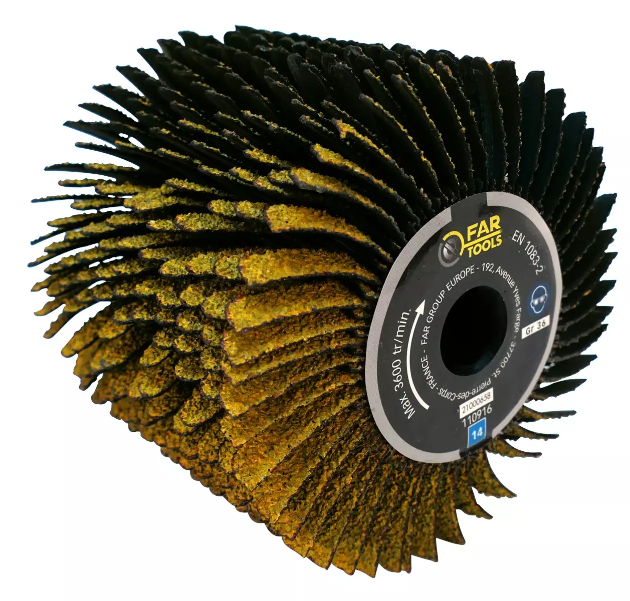 Brosse à lanières abrasives A36 FAR TOOLS Ø 120 mm L 100 mm - 110916 Brosse à lanières abrasives A36 FAR TOOLS Ø 120 mm L 100 mm - 110916