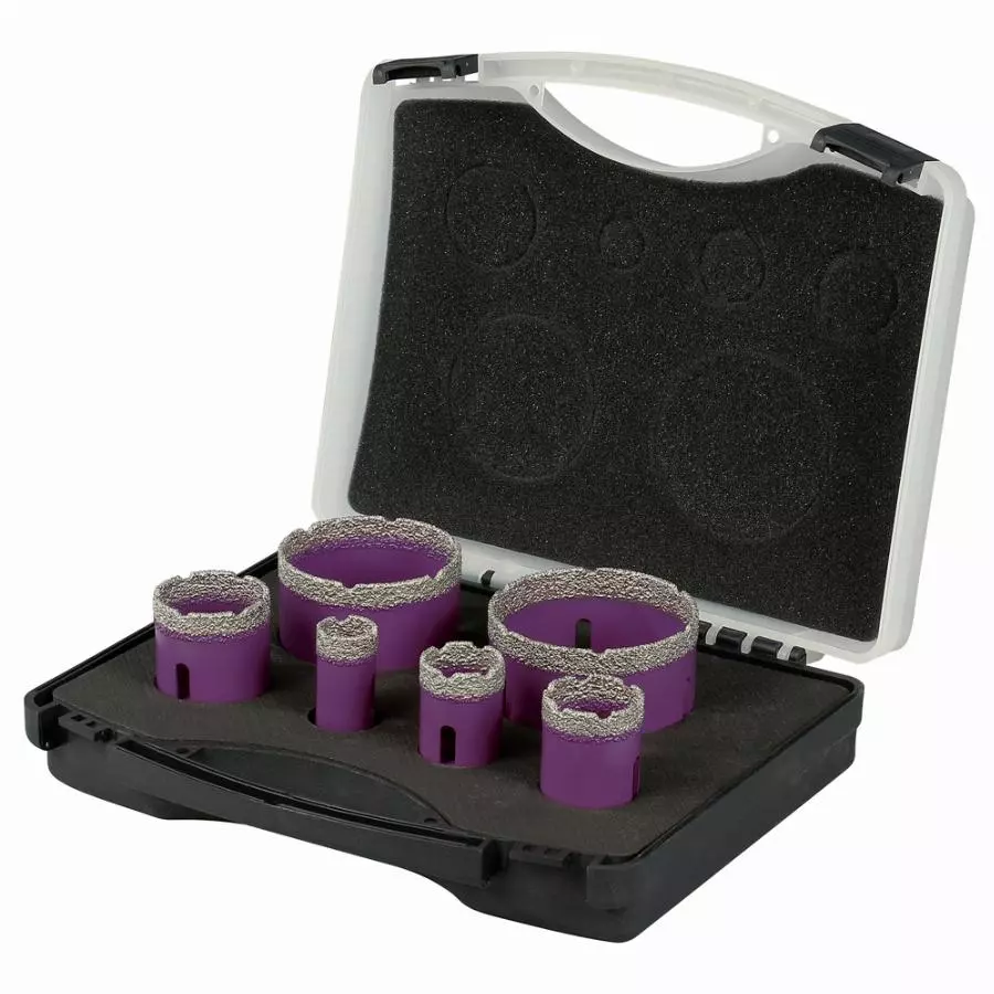 Coffret de 6 trépans SIDAMO Diamant à sec - M14 Ø22/30/35/42/68/76 mm - 11101450