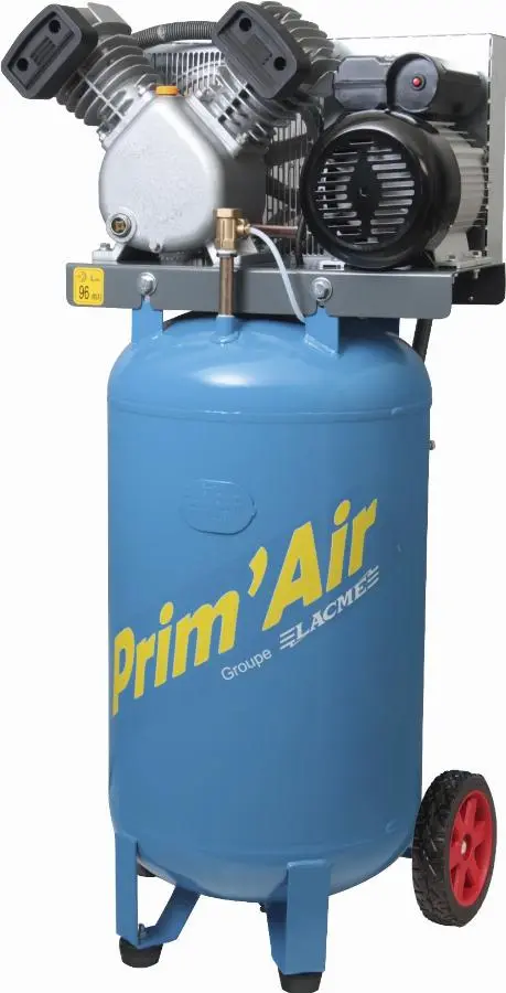 Compresseur air LACME vertical bicylindre - VVM 21/100 21m3/h 100L 3 CV monophasé 10 bar - 122250