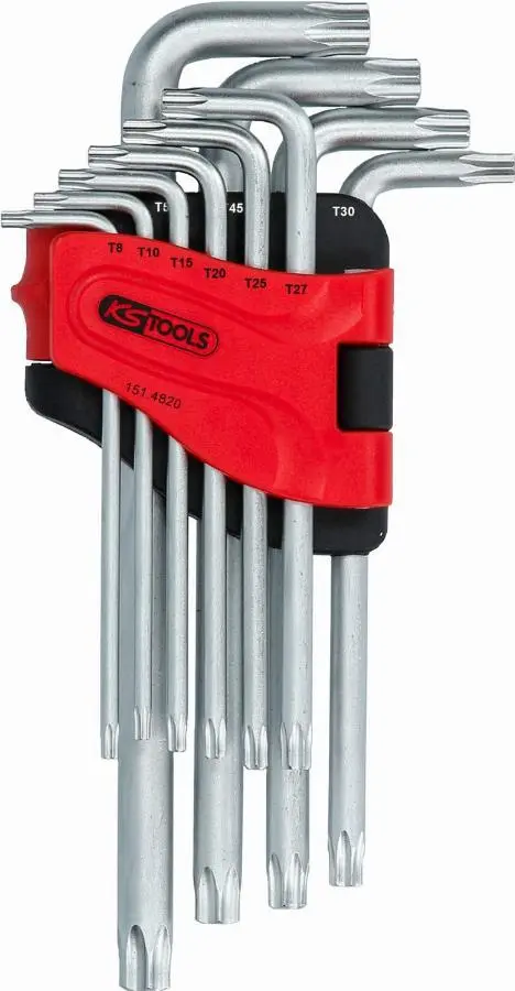 Jeu de clés mâles Torx percées longues KSTOOLS T8 à T50 - 10 pièces - 151.4820