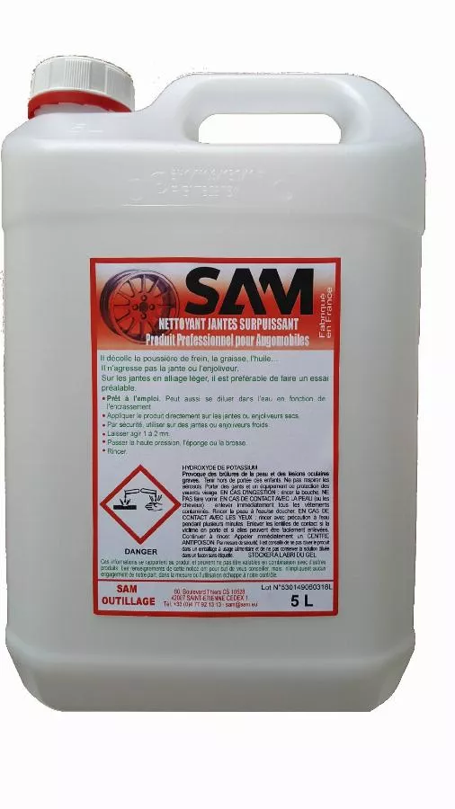 Liquide de nettoyage de jante professionnel SAM - Bidon de 5 litres - 1565-LR Liquide de nettoyage de jante professionnel SAM - Bidon de 5 litres - 1565-LR