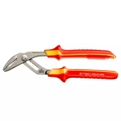 Pince multiprises isolée - 25 cm - FACOM - Gaine antidérapante isolée 1000 Volts - 180A.VE Pince multiprises isolée - 25 cm - FACOM - Gaine antidérapante isolée 1000 Volts - 180A.VE