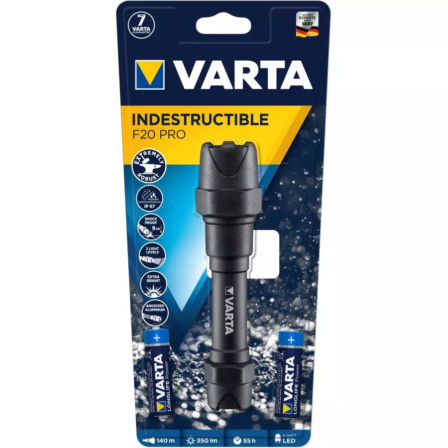 Torche Indestructible VARTA PRO F20 +2 piles AA - 18711101421 Torche Indestructible VARTA PRO F20 +2 piles AA - 18711101421
