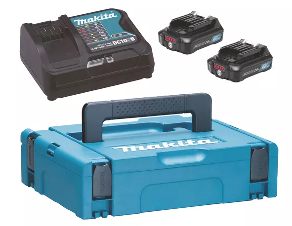 Pack 2 Batteries BL1021B + DC10SA + Makpac MAKITA - 197658-5 Pack 2 Batteries BL1021B + DC10SA + Makpac MAKITA - 197658-5