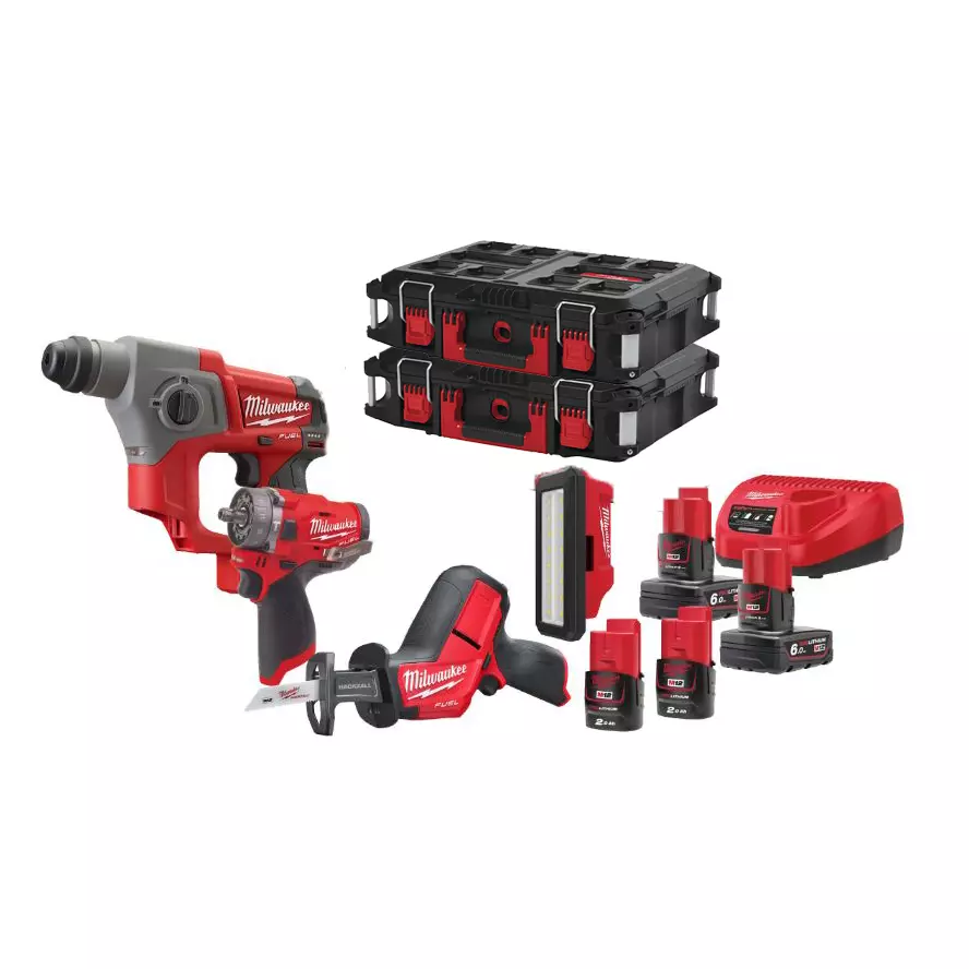 Pack de 4 outils 12V - M12™ PROMO POWERPACK - M12 FPP4C-624P - MILWAUKEE - avec 4 batterie 12V (2x2.0Ah + 2x6.0Ah) + chargeur + 2 toolbox - 4933492515 Pack de 4 outils 12V - M12™ PROMO POWERPACK - M12 FPP4C-624P - MILWAUKEE - avec 4 batterie 12V (2x2.0Ah + 2x6.0Ah) + chargeur + 2 toolbox - 4933492515