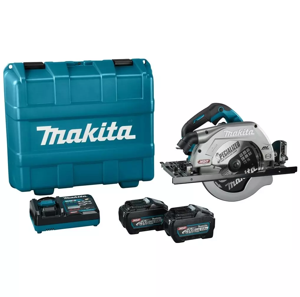 Scie circulaire 235 mm 40V max - MAKITA - avec 2 batteries 40V 5.0Ah - coffret - HS009GT201 Scie circulaire 235 mm 40V max - MAKITA - avec 2 batteries 40V 5.0Ah - coffret - HS009GT201