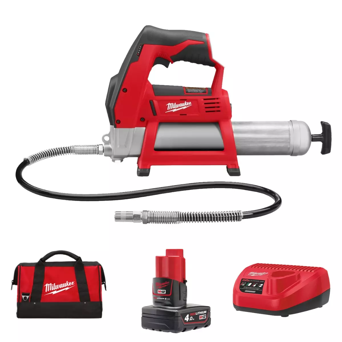 Pompe à graisse M12 GG-401B - MILWAUKEE - avec une batterie 12V 4.0Ah chargeur - sac de transport - 4933441675 