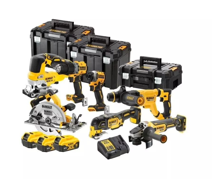 Kit 7 outils XR 18V - DEWALT - avec 3 batteries 18V 5,0 Ah - chargeur - 3 T-Stack - DCK706P3T-QW Kit 7 outils XR 18V - DEWALT - avec 3 batteries 18V 5,0 Ah - chargeur - 3 T-Stack - DCK706P3T-QW