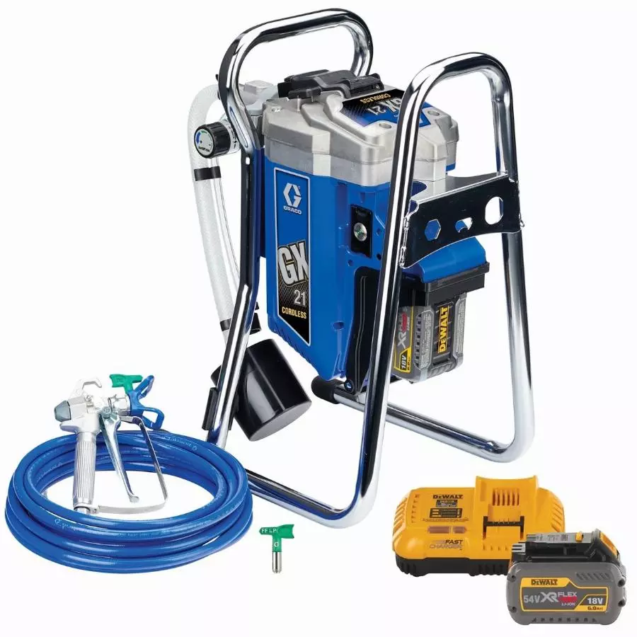 Pulvérisateur Airless sans fil 54V GX 21 Cordless - GRACO - avec 2 batteries 18V 6,0Ah - chargeur - 25T967 Pulvérisateur Airless sans fil 54V GX 21 Cordless - GRACO - avec 2 batteries 18V 6,0Ah - chargeur - 25T967