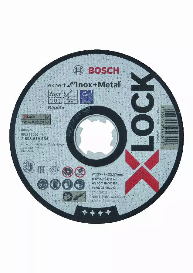 Disques à tronçonner BOSCH Expert for Inox + métal - X-LOCK Ø125 x 1 - 2608619264