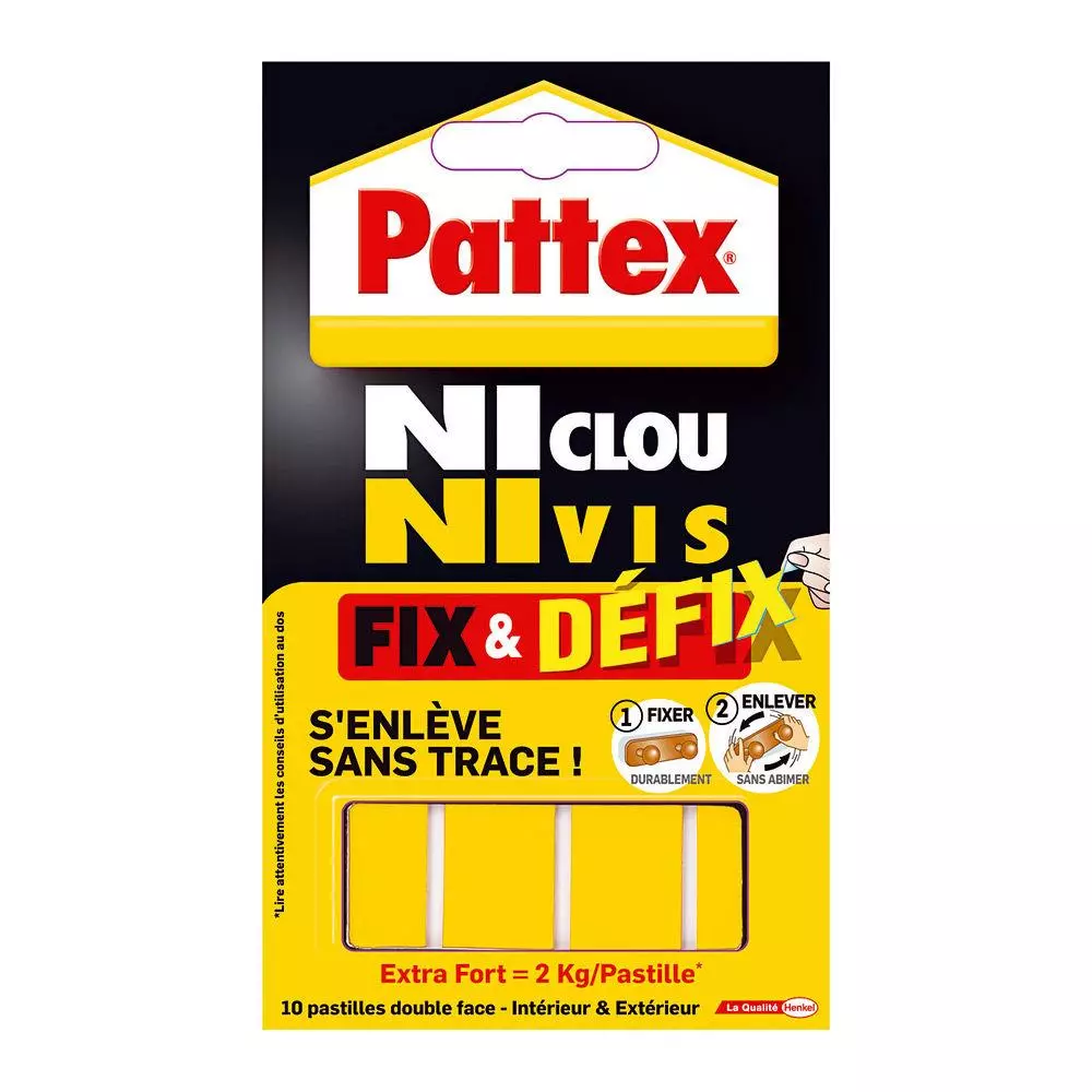 PATTEX Adhésif Fixation NCNV Fix & Defix 10 Pastilles 2kg - 20 x 40 mm - HENKEL - 686662 PATTEX Adhésif Fixation NCNV Fix & Defix 10 Pastilles 2kg - 20 x 40 mm - HENKEL - 686662
