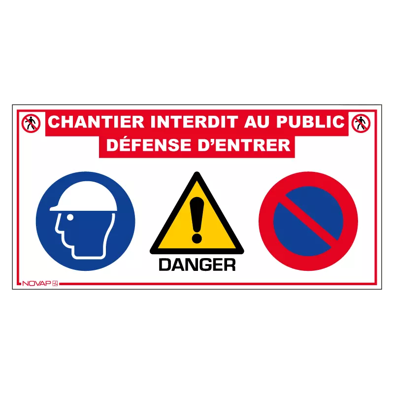 Panneau multi information pour chantier - 800 x 400 mm - NOVAP - 3000061 Panneau multi information pour chantier - 800 x 400 mm - NOVAP - 3000061