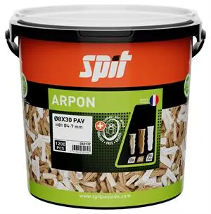 Cheville arpon en plastique universelle spéciale patte à vis - 8 x 30 - Seau de 1200 pièces - SPIT - 060132