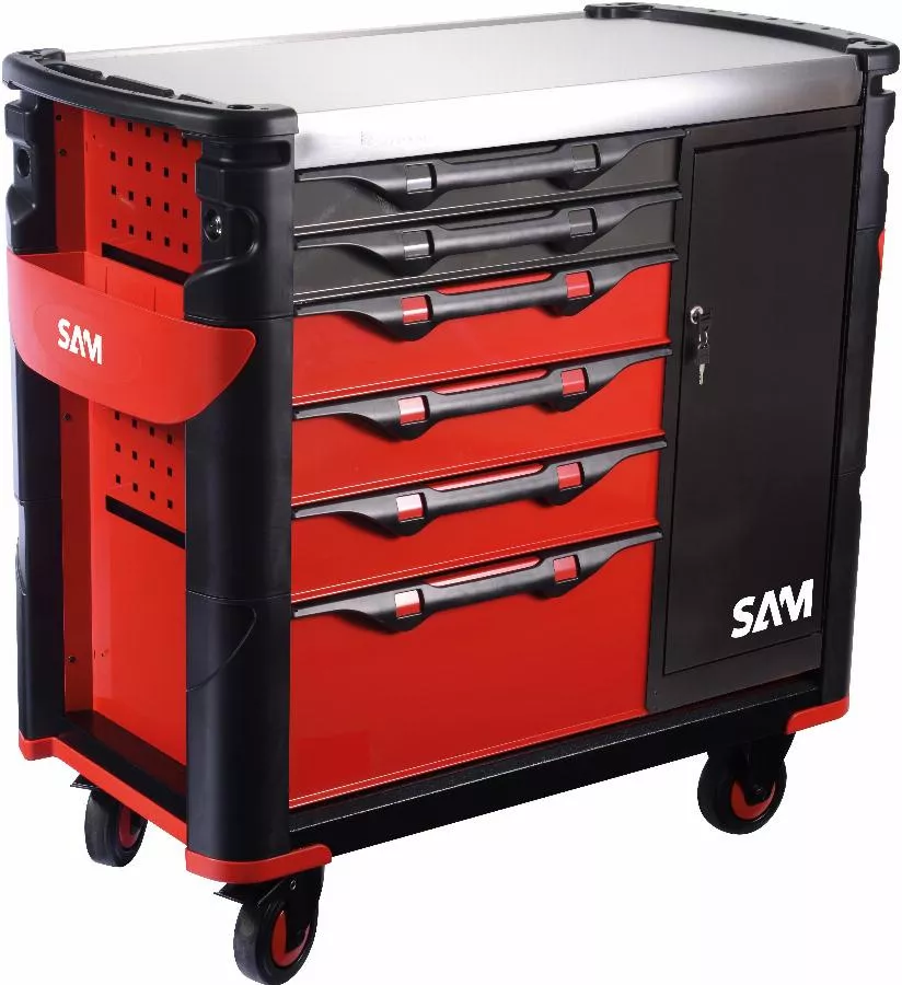 Servante extra large XXL 6 tiroirs SAM OUTILLAGE  avec armoire et plateau inox - 416-AXE