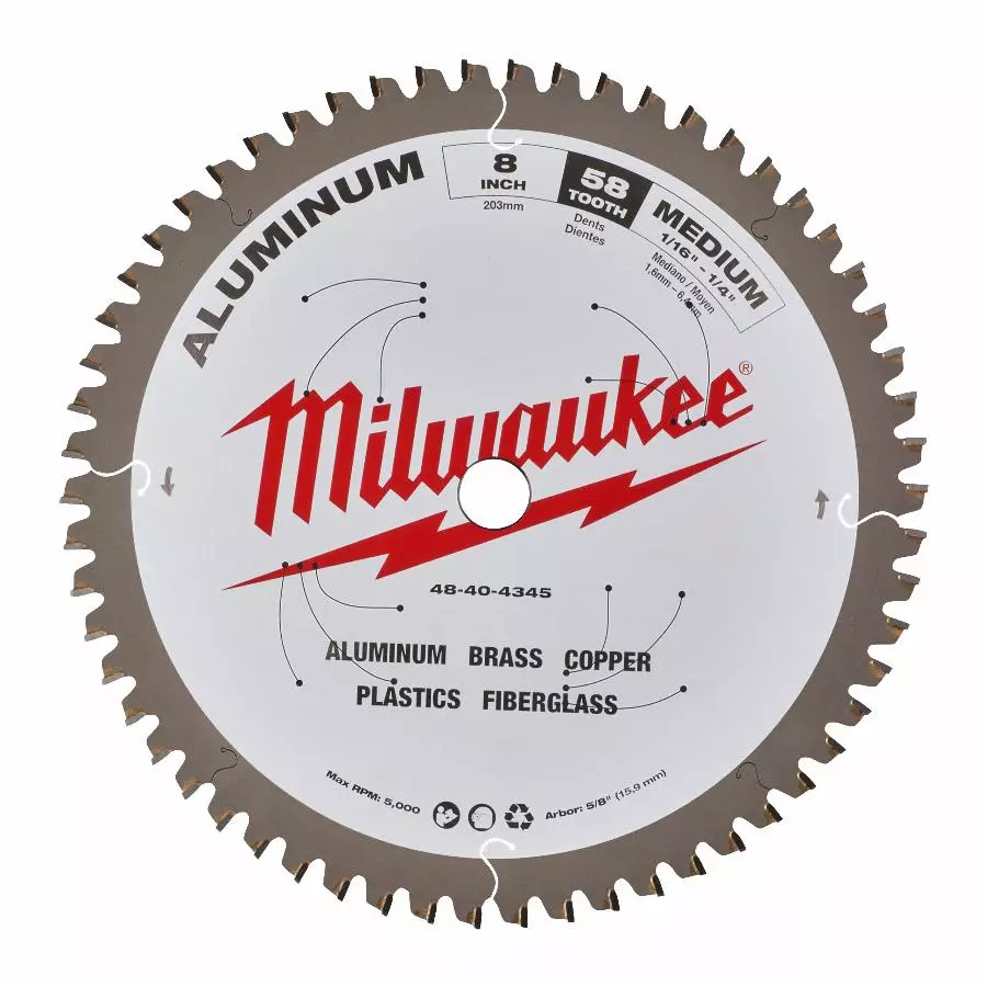 Lame de scie circulaire MILWAUKEE Spécial métal - 203x5/8x2.4x58 - 48404345
