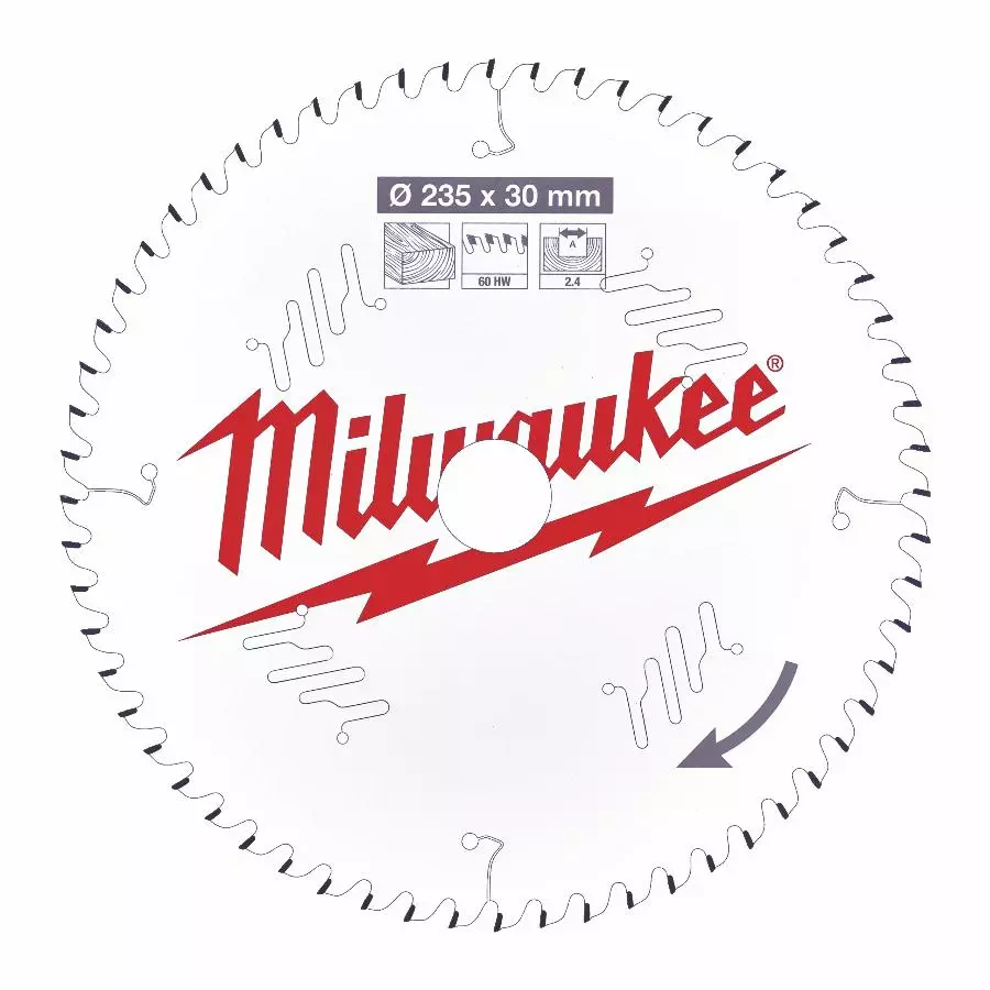 Lame de scie circulaire MILWAUKEE Bois - Ø 235 x 30 x 2.4 x 60 dents ATB - 4932471308