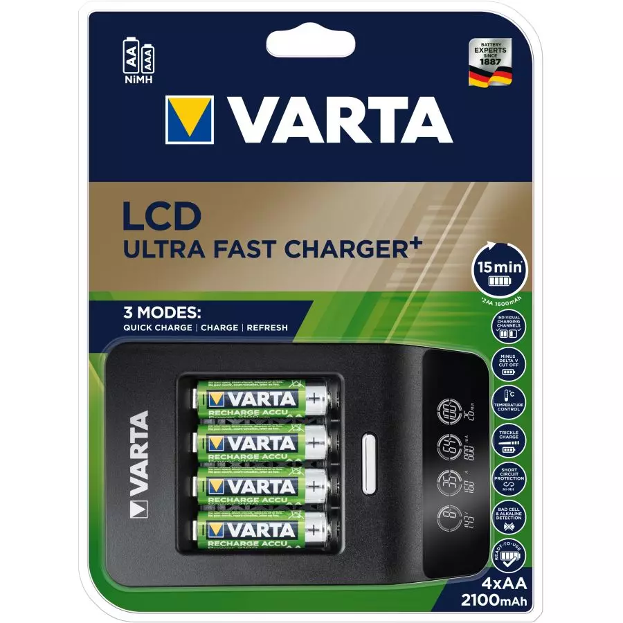 Chargeur VARTA LCD UltraFast - Pour piles 4 x AA - 57685101441