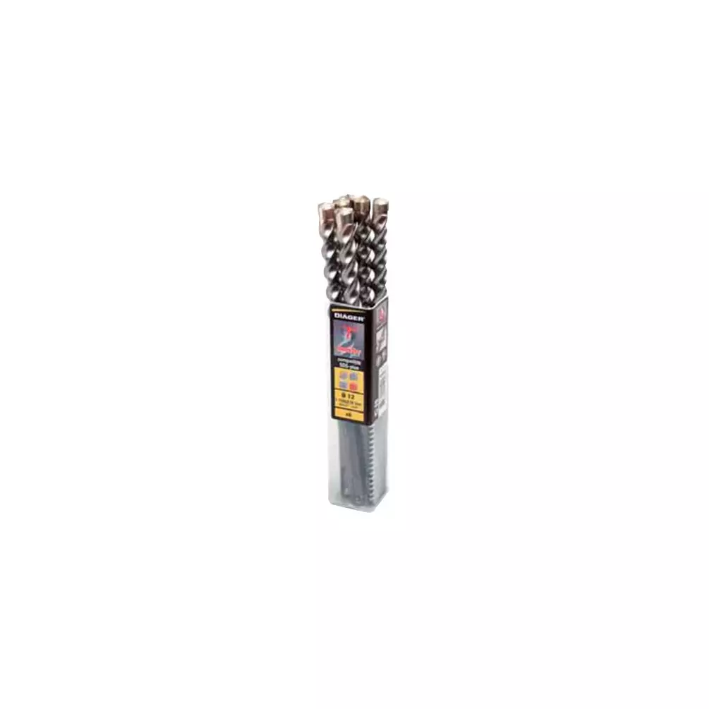 6 Forets béton SDS+ 3 taillants D. 12 x Lu. 100 x L. 160 mm Booster Plus - DIAGER - 157KD12L0160