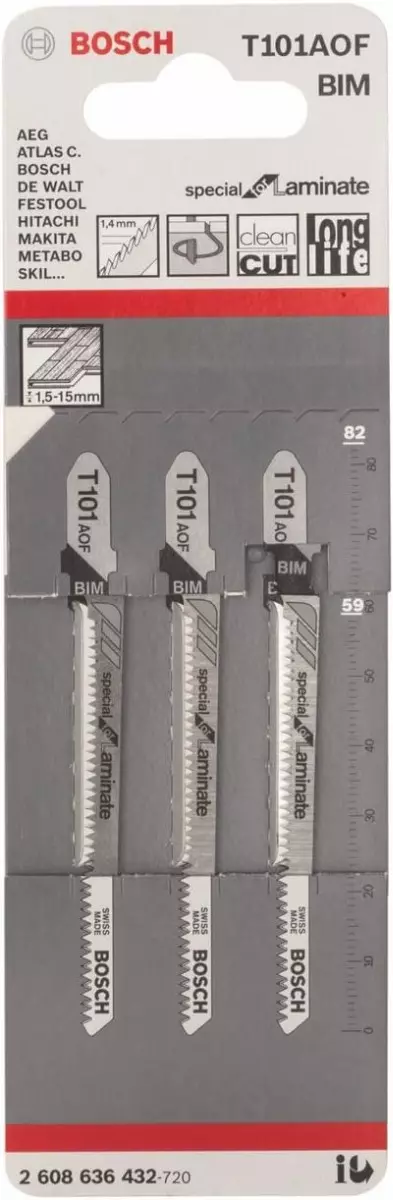 3 x lame de scie sauteuse T 101 AOF special for laminate - BOSCH - 2608636432 3 x lame de scie sauteuse T 101 AOF special for laminate - BOSCH - 2608636432