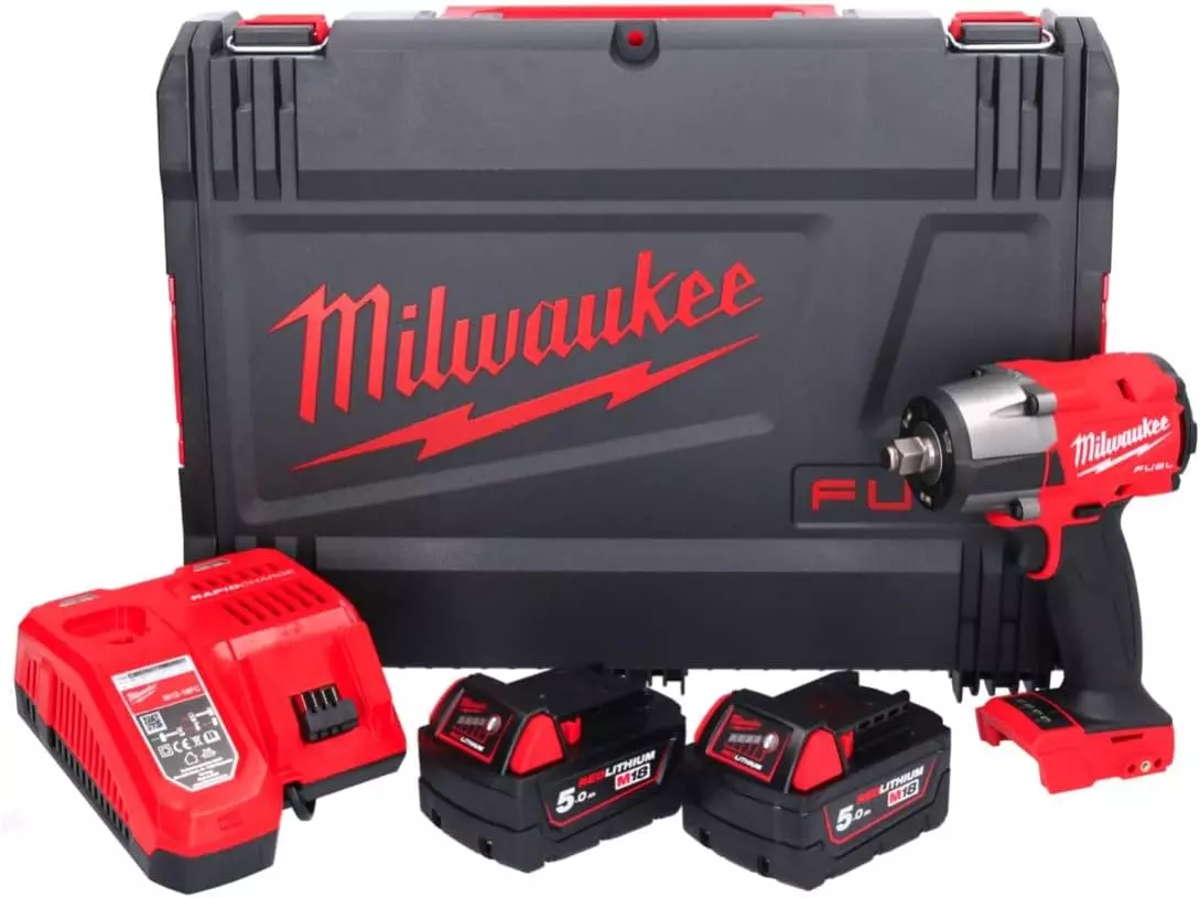 Boulonneuse à choc 1/2" M18 FMTIW2F12-502X - MILWAUKEE - avec 2 batteries 18V 5.0AH - chargeur - HD BOX - 4933478450