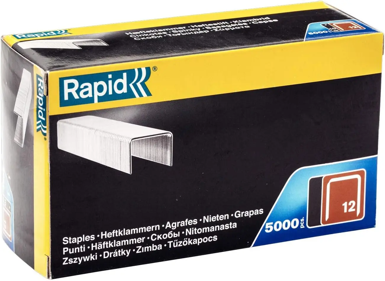 Agrafes en fil plat galvanisés n° 12/06 mm - 5000 pièces - Boite en carton - RAPID-ISABERG - 40100517