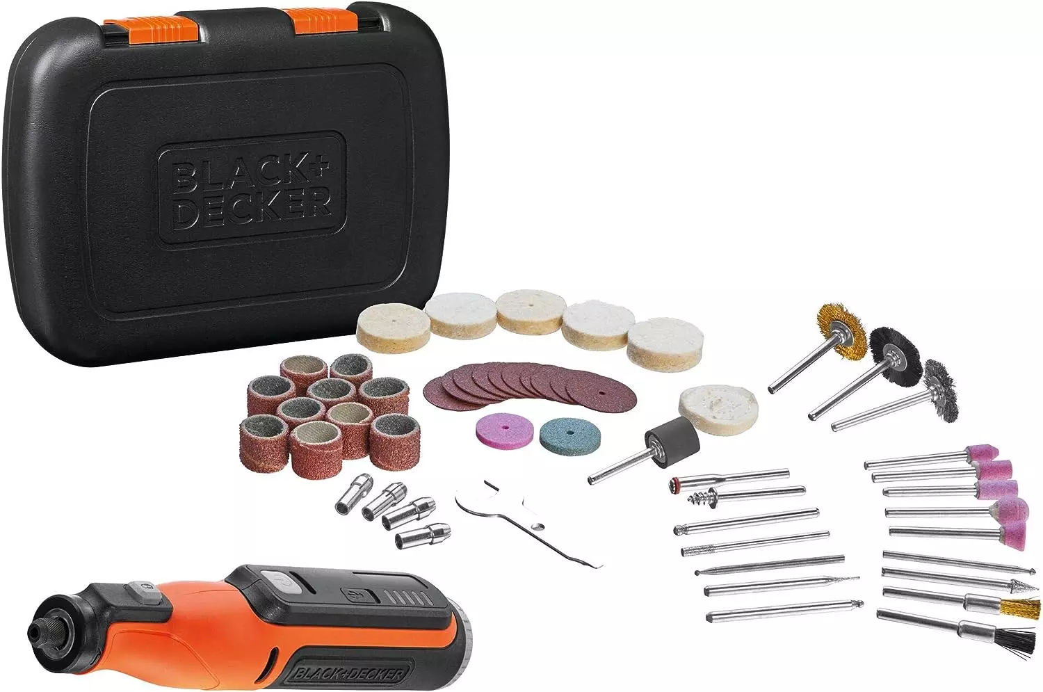 Outil multifonction rotatif BLACK+DECKER 7,2 V - 1 batterie 1.5 Ah + 50 accessoires - BCRT8IK-XJ