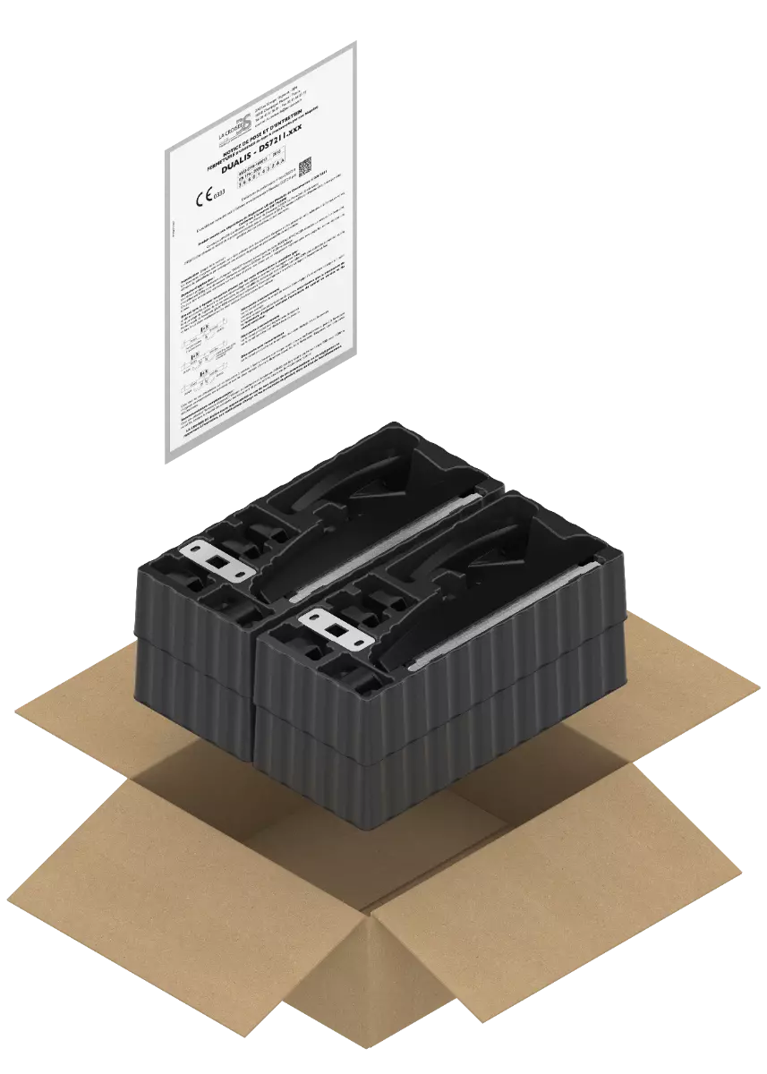 Pack de 4 crémones Dualis CROISEE DS + 4 guides - 2500 mm Noir - DS7214-013