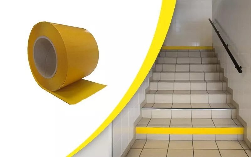 Repérage des contremarches PVC Waccess adhésif intérieur WATTELEZ rouleau 10mx100mm - jaune - 810303J