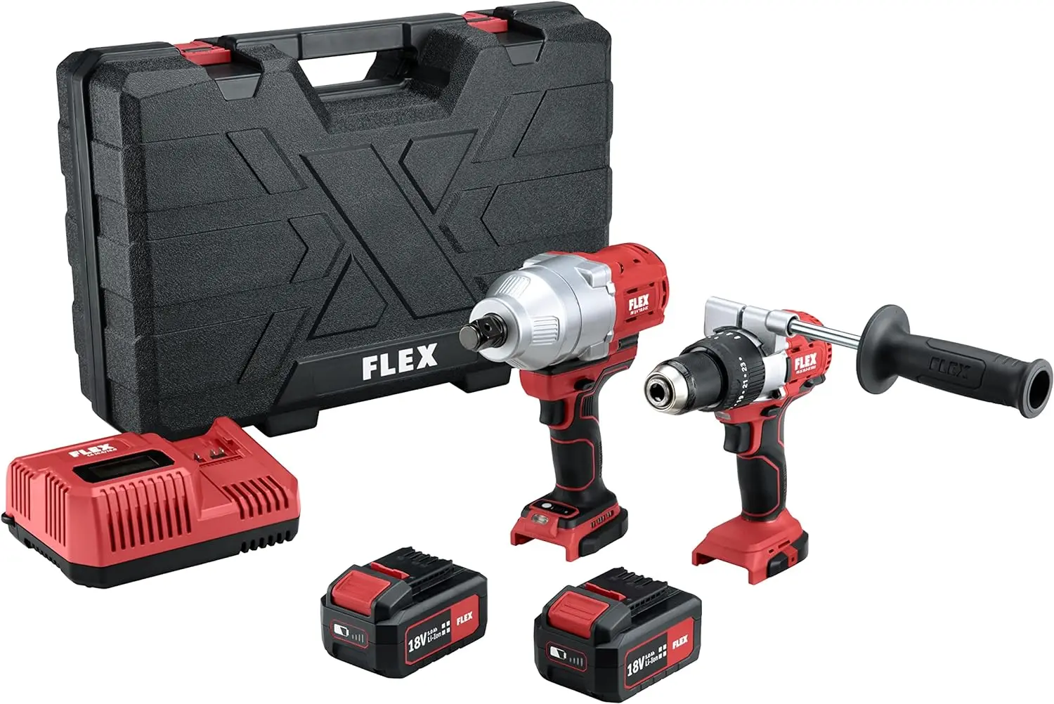 Lot Perceuse à percussion PD 2G 18.0-EC + Clé à choc IW 1/4" 18.0-EC - FLEX - avec 2 batteries 18V 5.0Ah - chargeur - coffret - 516228