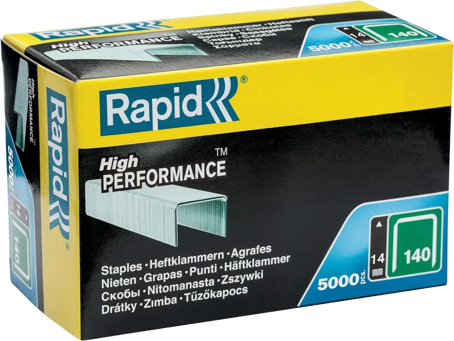 Agrafes en fil plat galvanisés n° 140/14 mm - 5000 pièces - Boite en carton - RAPID-ISABERG - 11915611