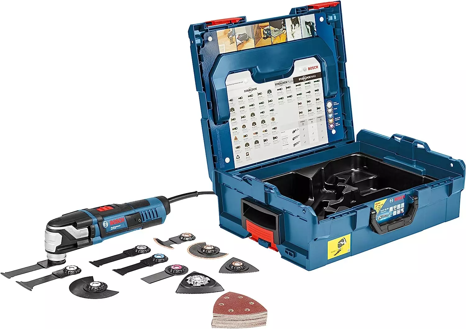 Découpeur ponceur GOP 55-36 StarlockMax - 550W - BOSCH - avec 25 accessoires - L-Boxx - 0601231101 Découpeur ponceur GOP 55-36 StarlockMax - 550W - BOSCH - avec 25 accessoires - L-Boxx - 0601231101