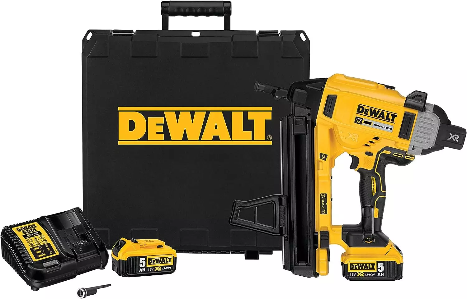 Cloueur XR 18V - béton et acier - DEWALT - avec 2 batteries 18V 5Ah li-ion + chargeur + accessoires + TOUGHSYSTEM - DCN890P2