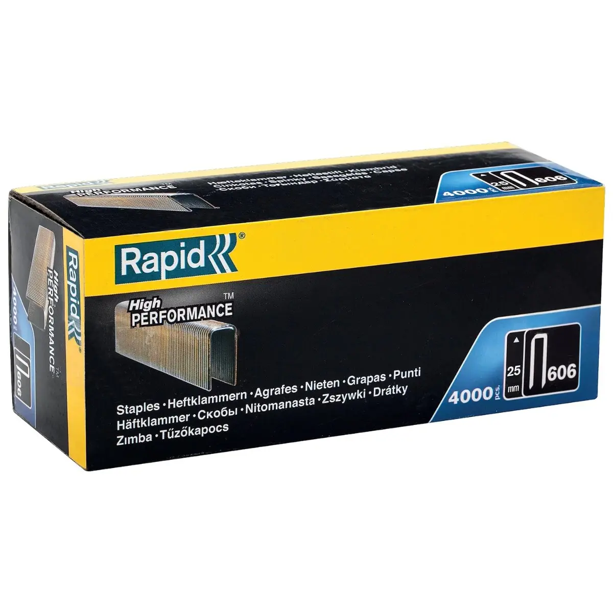 Agrafes en fil plat galvanisés n° 606/25 mm - 4000 pièces - Boite en carton - RAPID-ISABERG - 11737302