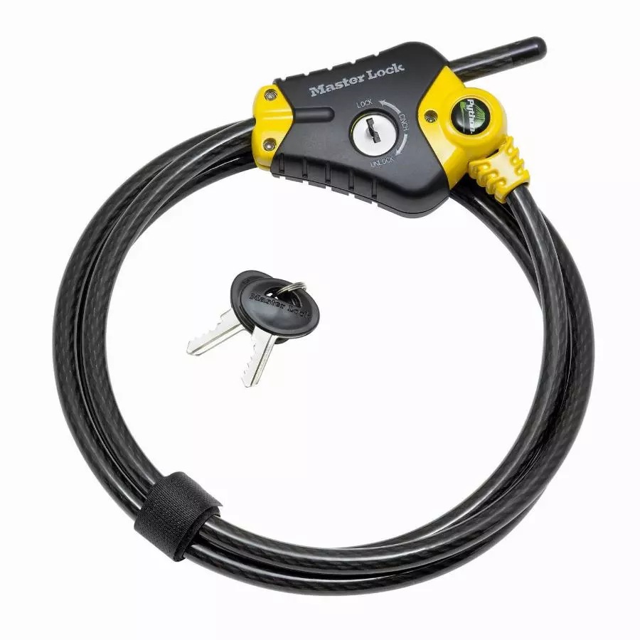Câble de verrouillage ajustable Python™ MASTERLOCK L 1,8 m x 8 mm de diamètre - Jaune - 8433EURD