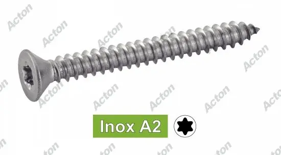 Boîte 200 vis tôle inox A2 6 lobes tête fraisée - ACTON - 62410