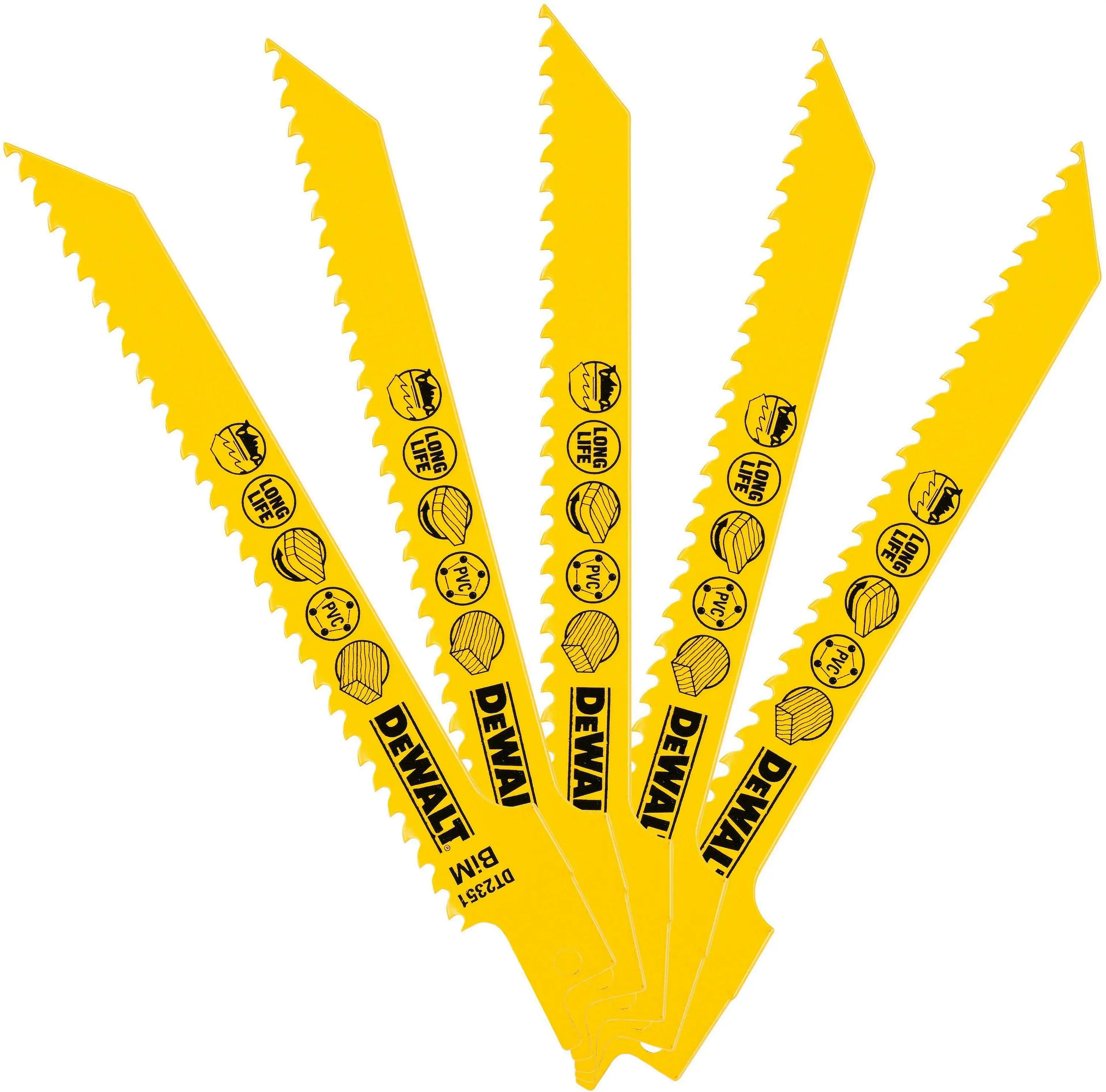 5 Lames Récipro BiM pour bois - 152 mm - DEWALT - DT2351