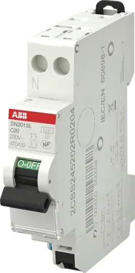 SN201SL Disjoncteur modulaire - 1P+N - 20A - courbe C- 4500A/6kA-peignable-Auto