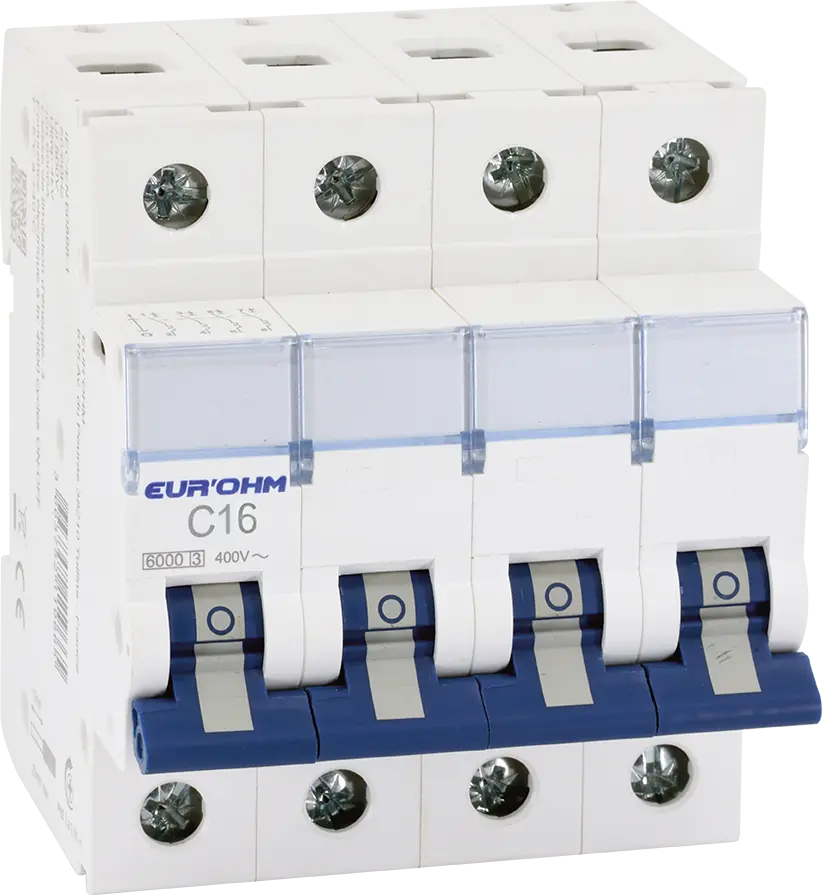 Disjoncteur 4PH 16A 6kA courbe C à vis - EUROHM - 20345