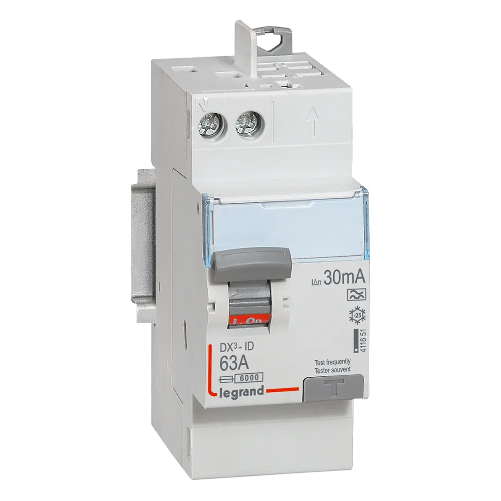 Interrupteur différentiel DX³-ID haut vis/haut auto 2P 230V~ 63A A 30mA - 2 mod